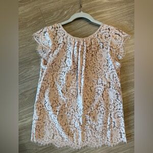 Joie Channelle Bow-Back Lace Top, Blush